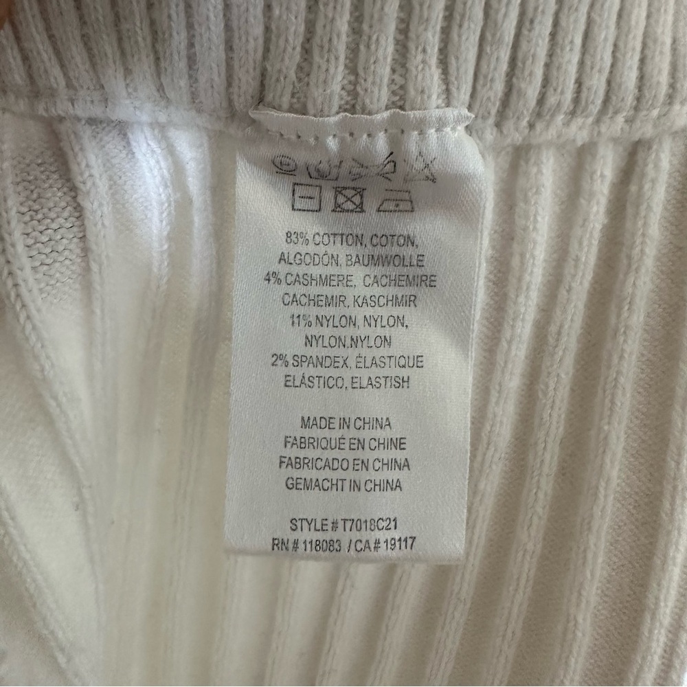 Minnie Rose White Ribbed Knit Shorts Cotton Cashmere Blend Size M - Picture 5 of 5
